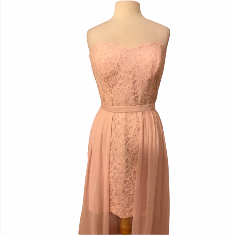 🆕️ Strapless Blush Classic Lace Dress 2pc set